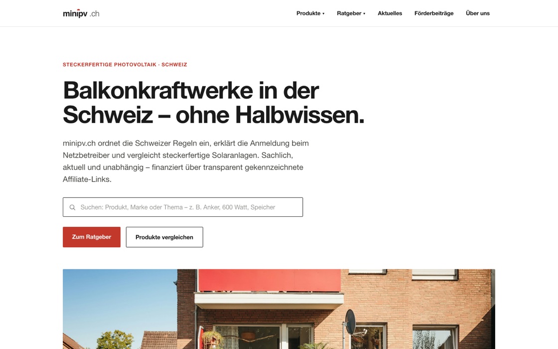 Startseite von minipv.ch