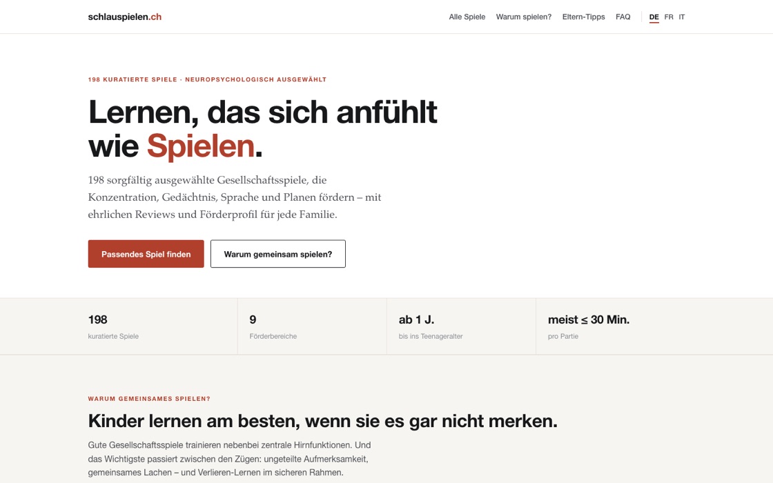 Startseite von schlauspielen.ch